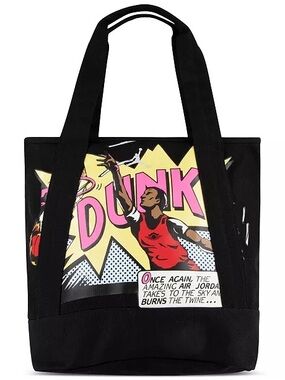 Jordan dunk tote Black Canvas Tote with Pink & Yellow Pop Art